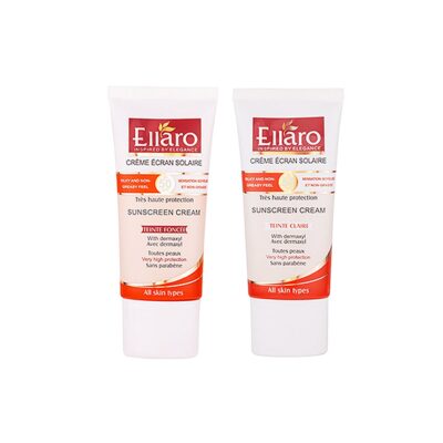 کرم ضد آفتاب الارو در دو رنگ انواع پوست Ellaro Teinte Foncee & Claire spf50