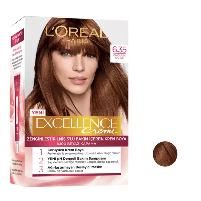 کیت رنگ موی لورآل شماره 6.35 Loreal Paris Excellence Hair Color - قیمت خرید رنگ مو لورال 6.35