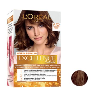 کیت رنگ موی لورآل شماره 6.32 Loreal Paris Excellence Hair Color, قیمت خرید رنگ مو لورال 6.32
